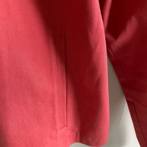 Eileen Fisher Small Red Jacket Military Asian Minimalistic Blouse Zip Up - Picture 10 of 15